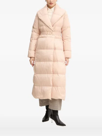 Twinset Belted Padded Coat In Pink