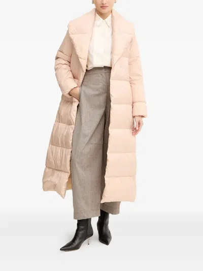 Twinset Belted Padded Coat In Pink