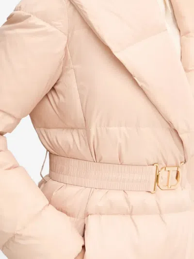 Twinset Belted Padded Coat In Pink
