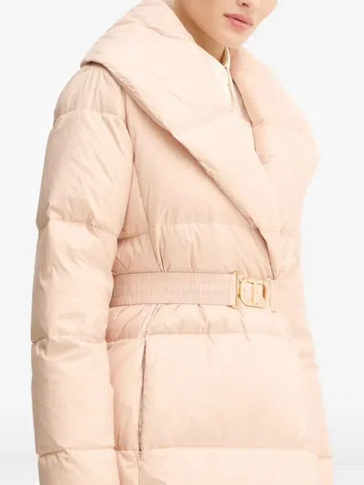 Twinset Belted Padded Coat In Pink