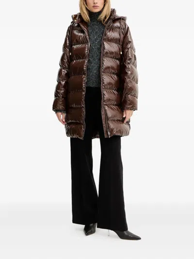 Pinko Burro Padded Coat In Brown