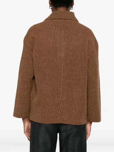 Lebor Gabala Flap-pocket Buttoned Cardi-coat In Brown