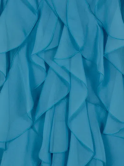 Alberta Ferretti Ruffled Mini Dress In Blue