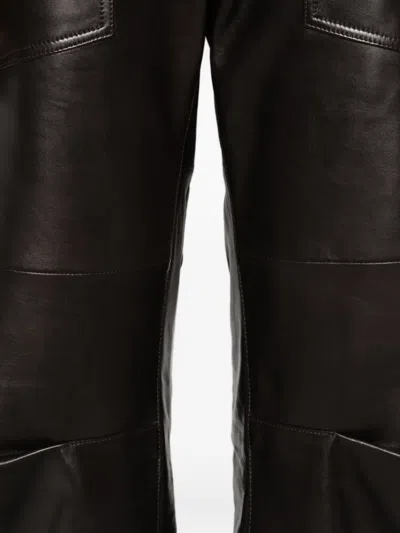 Nili Lotan Mid-rise Barrel Leg Lammleder-hose Shon Leather In Brown
