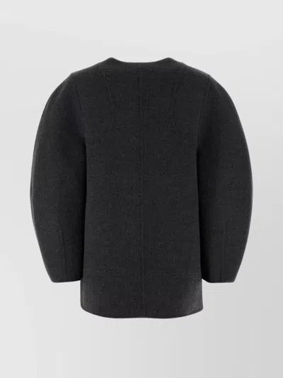 Fendi Wool Blend Jacket Round Shoulders In Black