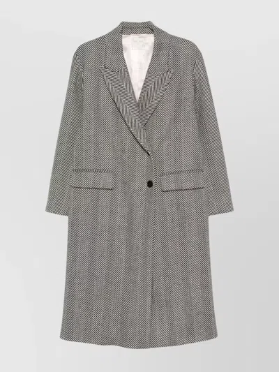 Forte Forte Herringbone Pattern Coat Flap Pockets In Gray