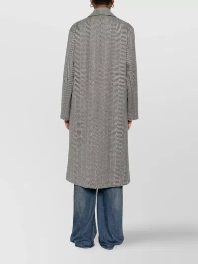 Forte Forte Herringbone Pattern Coat Flap Pockets In Gray