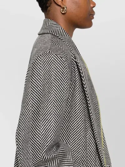 Forte Forte Herringbone Pattern Coat Flap Pockets In Gray