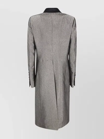 Sapio Long Textured Coat Notch Lapel In Gray