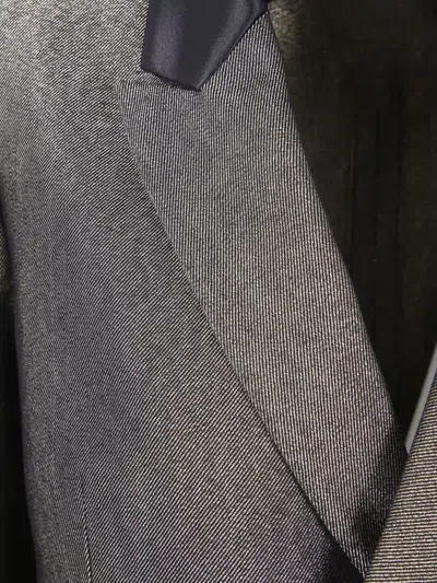 Sapio Long Textured Coat Notch Lapel In Gray