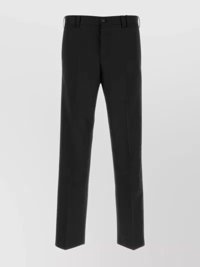 Pt Torino Cotton Michael Straight Leg Trousers In Black