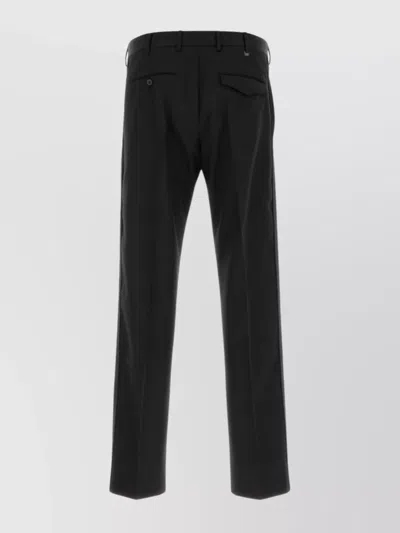 Pt Torino Cotton Michael Straight Leg Trousers In Black