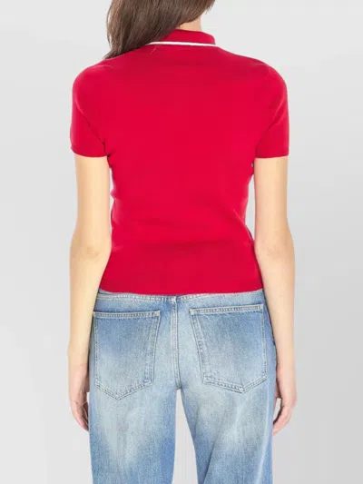 Valentino Knitwear With Cherry Detail And Polo Collar In Red