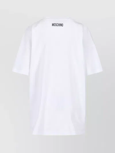 Moschino Graphic Print Relaxed Fit Short Sleeve Top In White