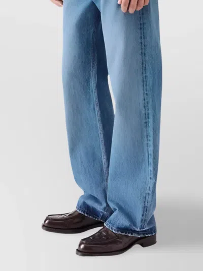 Jacquemus La Chemise De-nimes Simon With Embroidered Logo In Blue