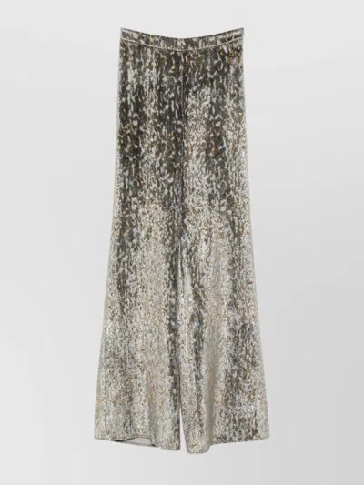 Forte Forte High Waist Wide-leg Trousers With Metallic Effect In Gray