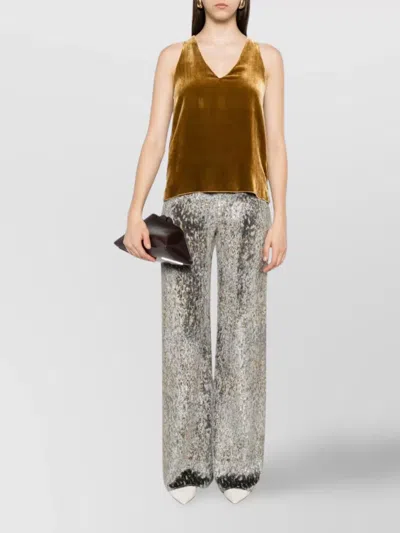 Forte Forte High Waist Wide-leg Trousers With Metallic Effect In Gray