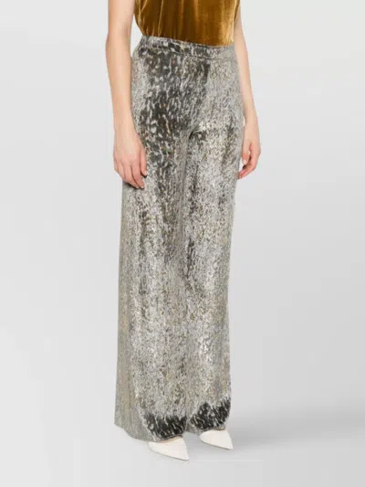 Forte Forte High Waist Wide-leg Trousers With Metallic Effect In Gray