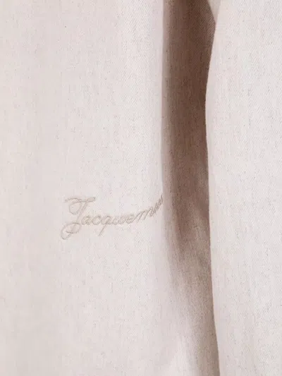 Jacquemus Simon Denim Long Sleeve Embroidered Shirt In Pink