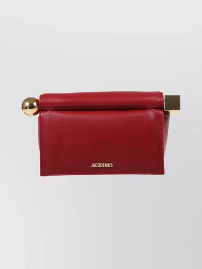 Jacquemus Round Square Clutch Bag Top Handle In Red