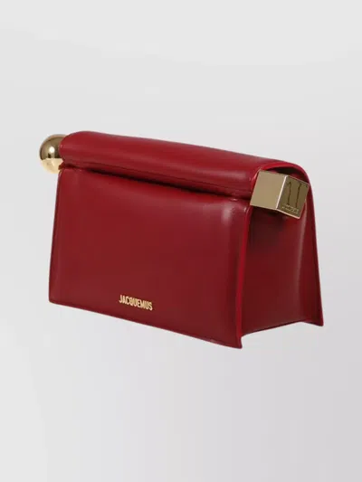 Jacquemus Round Square Clutch Bag Top Handle In Red