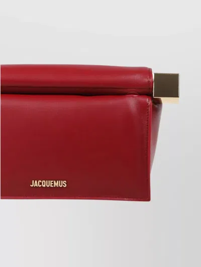 Jacquemus Round Square Clutch Bag Top Handle In Red