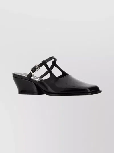 Loewe Modern Leather Onda Mules With Block Heel In Black
