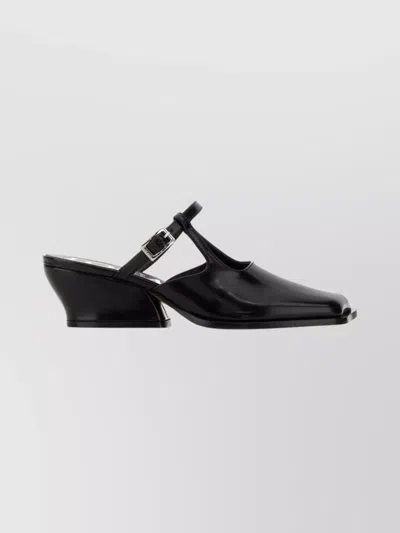 Loewe Modern Leather Onda Mules With Block Heel In Black
