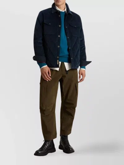 Woolrich Textured Short Jacket Chest Pockets In Blue