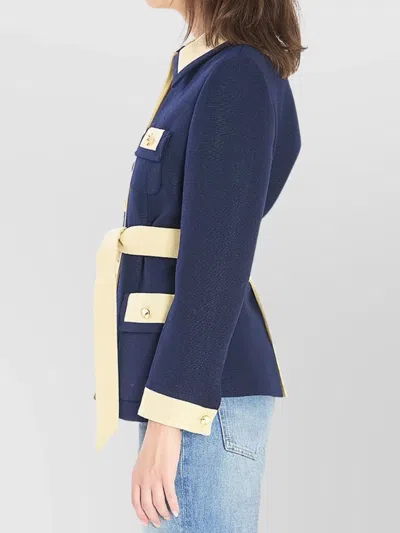 Valentino Blue/ivory Jacket With Belt In Blue