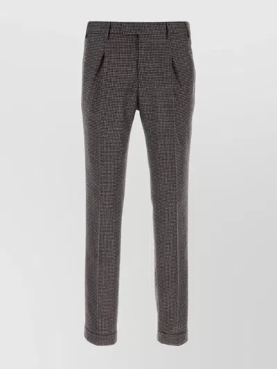 Pt Torino Wool Trousers With Embroidery And Pockets In Gray