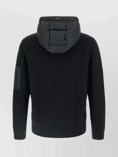 Herno Padded Bomber Jacket With Wool Sleeves Clothing In Black