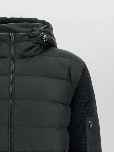 Herno Padded Bomber Jacket With Wool Sleeves Clothing In Black