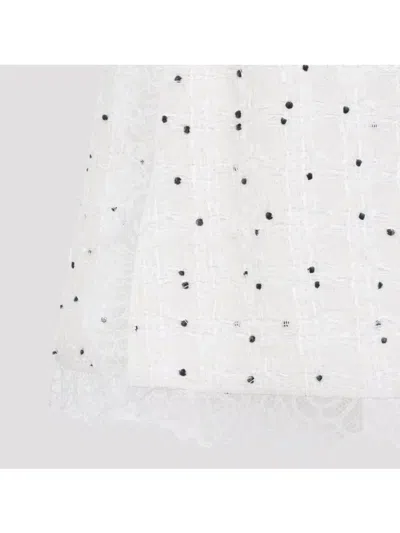 Giambattista Valli Ivory Cotton Mini Skirt With Polka Dot Design And Lace Trim In White