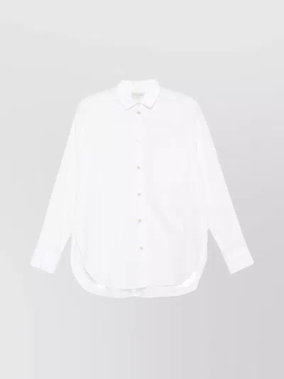 Forte Forte Long Sleeve Top With Curved Hem And Pocket In Yellow