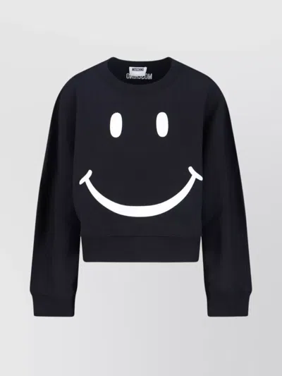 Moschino Graphic Crew Neck Long Sleeve Sweatshirt In Black