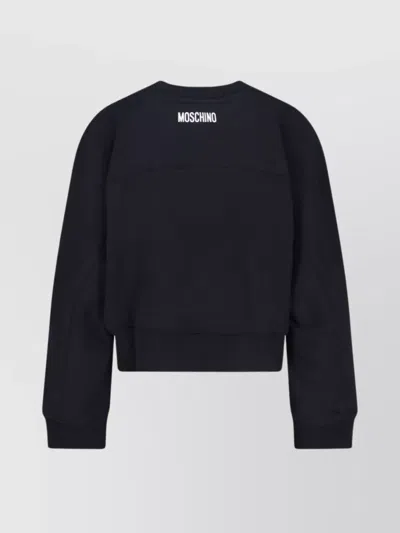 Moschino Graphic Crew Neck Long Sleeve Sweatshirt In Black