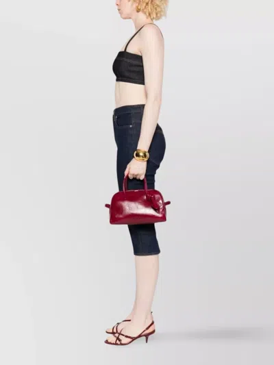 Jacquemus Le Petit Tourism In Shiny Vintage-finished Leather Bags In Red