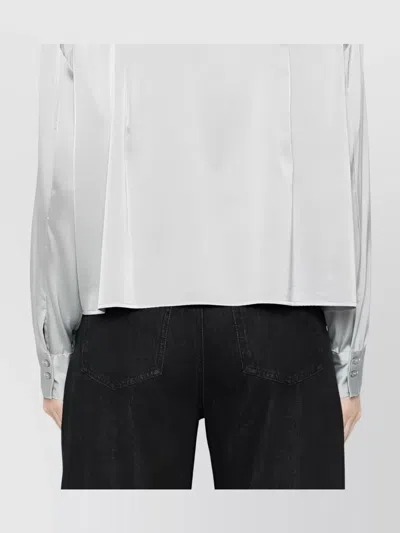 Forte Forte Long Sleeve Satin Top Featuring Pocket In Silver
