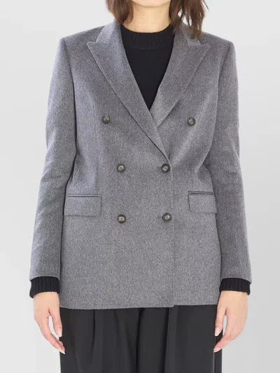 Tagliatore Jasmine Peak-lapels Double-breasted Blazer In Gray