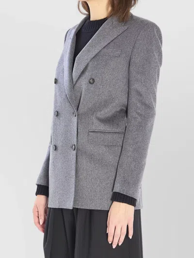 Tagliatore Jasmine Peak-lapels Double-breasted Blazer In Gray