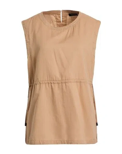 Peserico Woman Top Camel Size 14 Cotton In Neutral