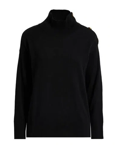 Alpha Studio Woman Turtleneck Black Size 4 Recycled Wool, Ecovero Viscose, Recycled Polyamide, Recyc In Black
