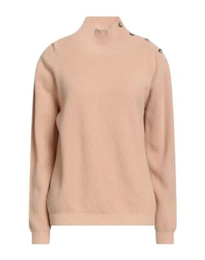 Ferrante Woman Turtleneck Camel Size 10 Merino Wool In Pink