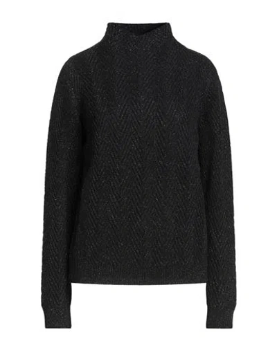 Ferrante Woman Turtleneck Black Size 12 Polyamide, Viscose, Wool, Metallic Polyester, Cashmere In Black