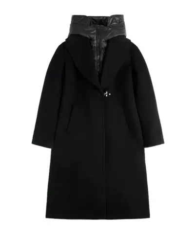 Fay Double Front Coat In Wool And Cashmere In Black