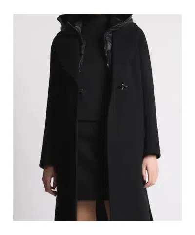 Fay Double Front Coat In Wool And Cashmere In Black