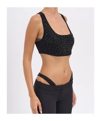 Elisabetta Franchi Top With Crystals In Black