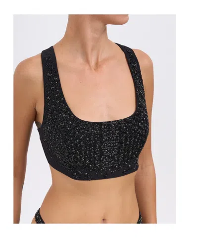 Elisabetta Franchi Top With Crystals In Black