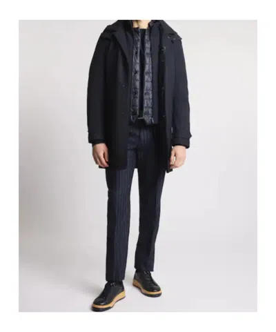 Fay Long Coat Jersey Hood Pockets In Blue